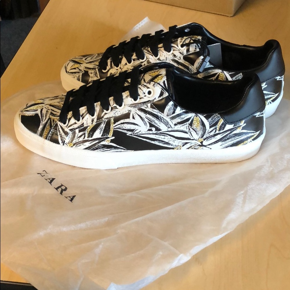 Zara Floral Gold Silver Lace Shoes
